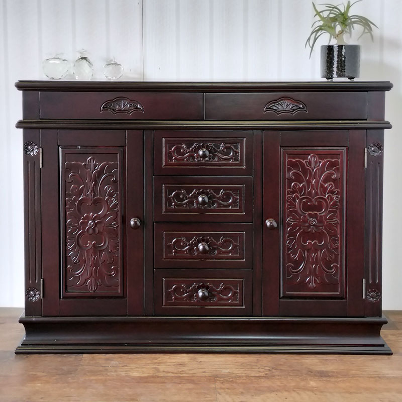 ヴィンテージ キャビネット サイドボード シーシャムウッド アジアン