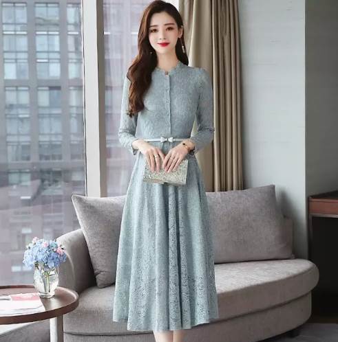 楽天市場】レースワンピース 長袖ワンピース カジュアルレース