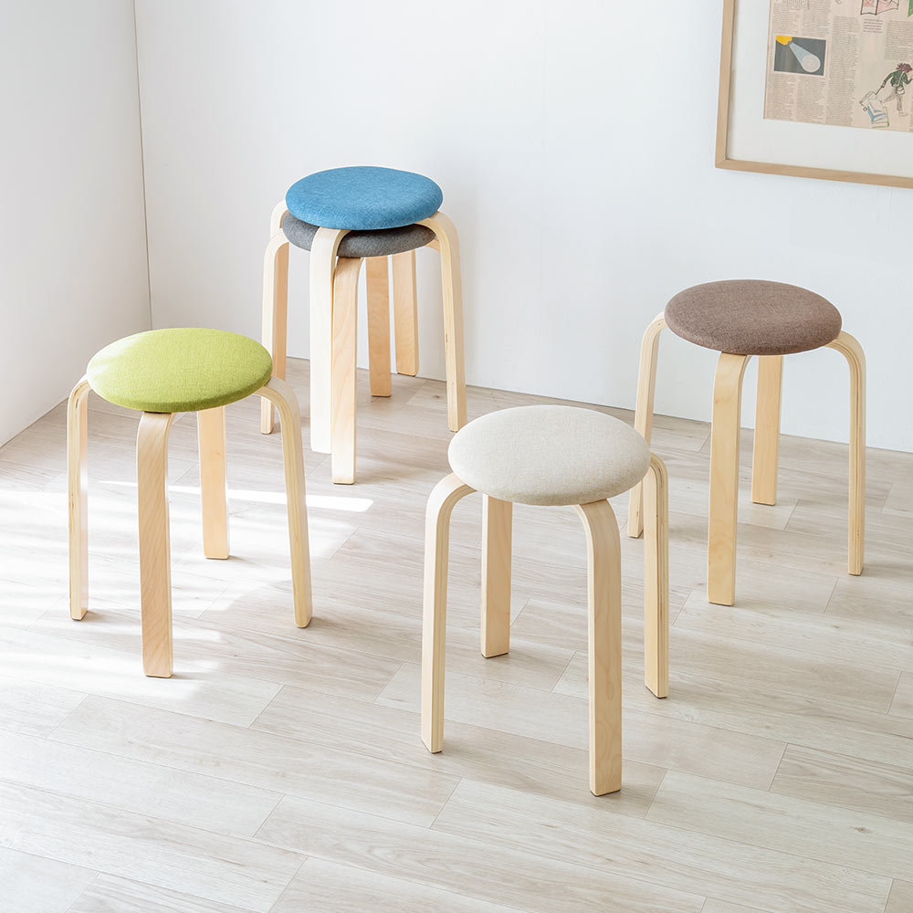 楽天市場】スツール 木製 丸椅子 クッション 布 ファブリック 木製脚