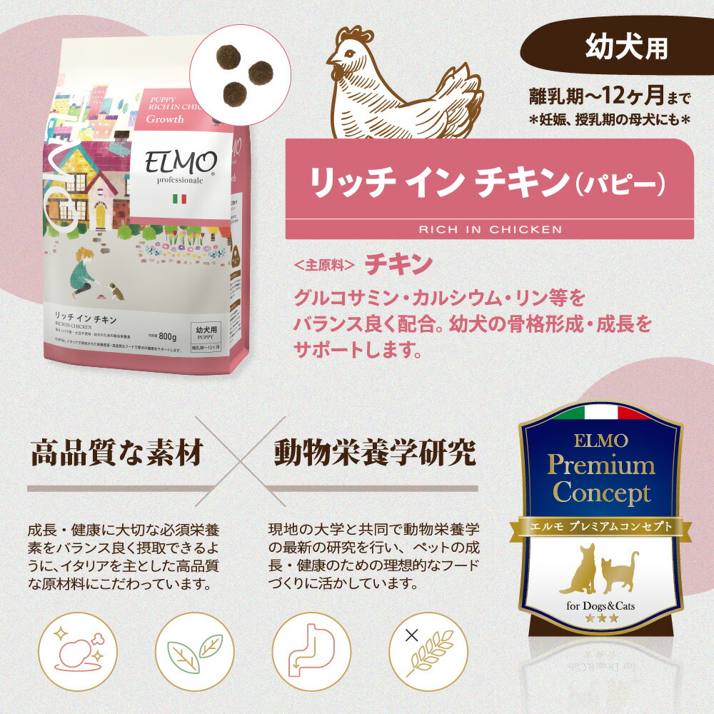楽天市場】☆【幼犬 子犬用 イタリア製ドッグフード 3kg】ELMO エルモ