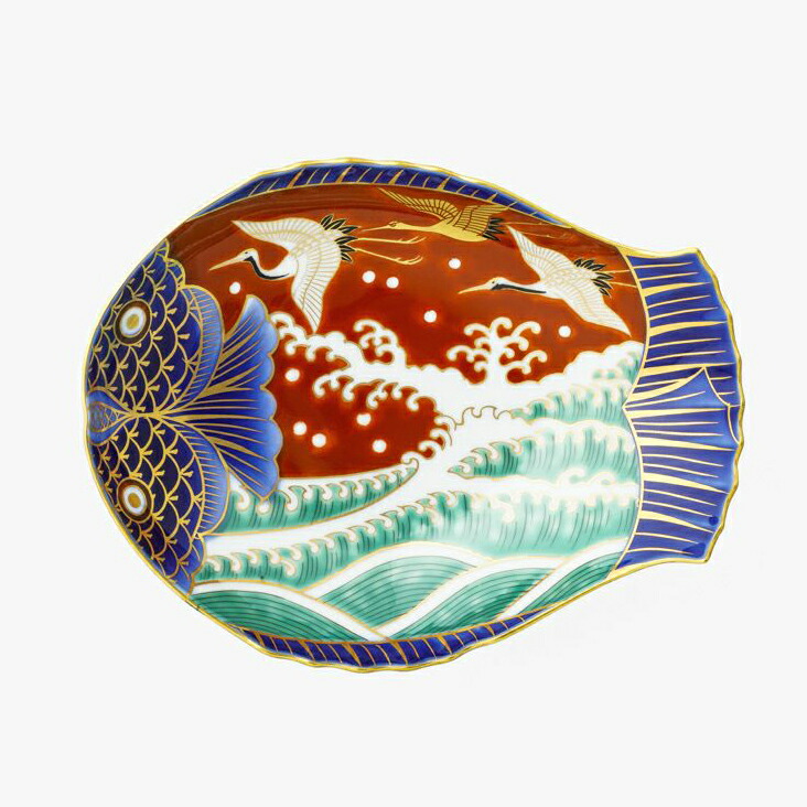 楽天市場】【ふるさと納税】深川製磁 有田焼 染錦手波鶴紋 ペア魚型皿