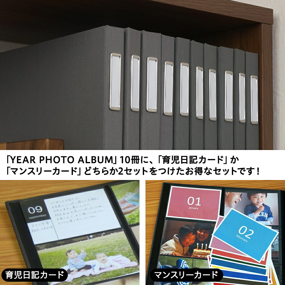 ナカバヤシイヤーフォトアルバム10冊セットグレー整理収納アドバイザー