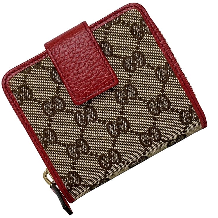 GUCCI GGパターン 二つ折り財布 ベージュ/レッド