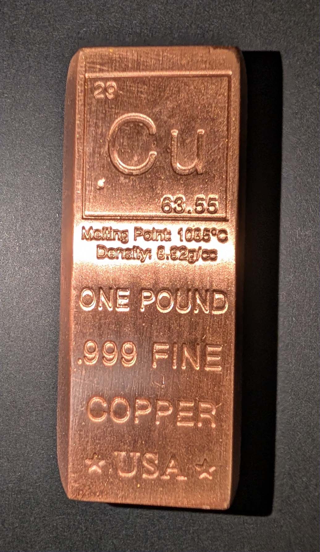 銅延べ棒 純銅インゴット（純度99.9%） 1ポンド 銅バー 銅インゴット銅