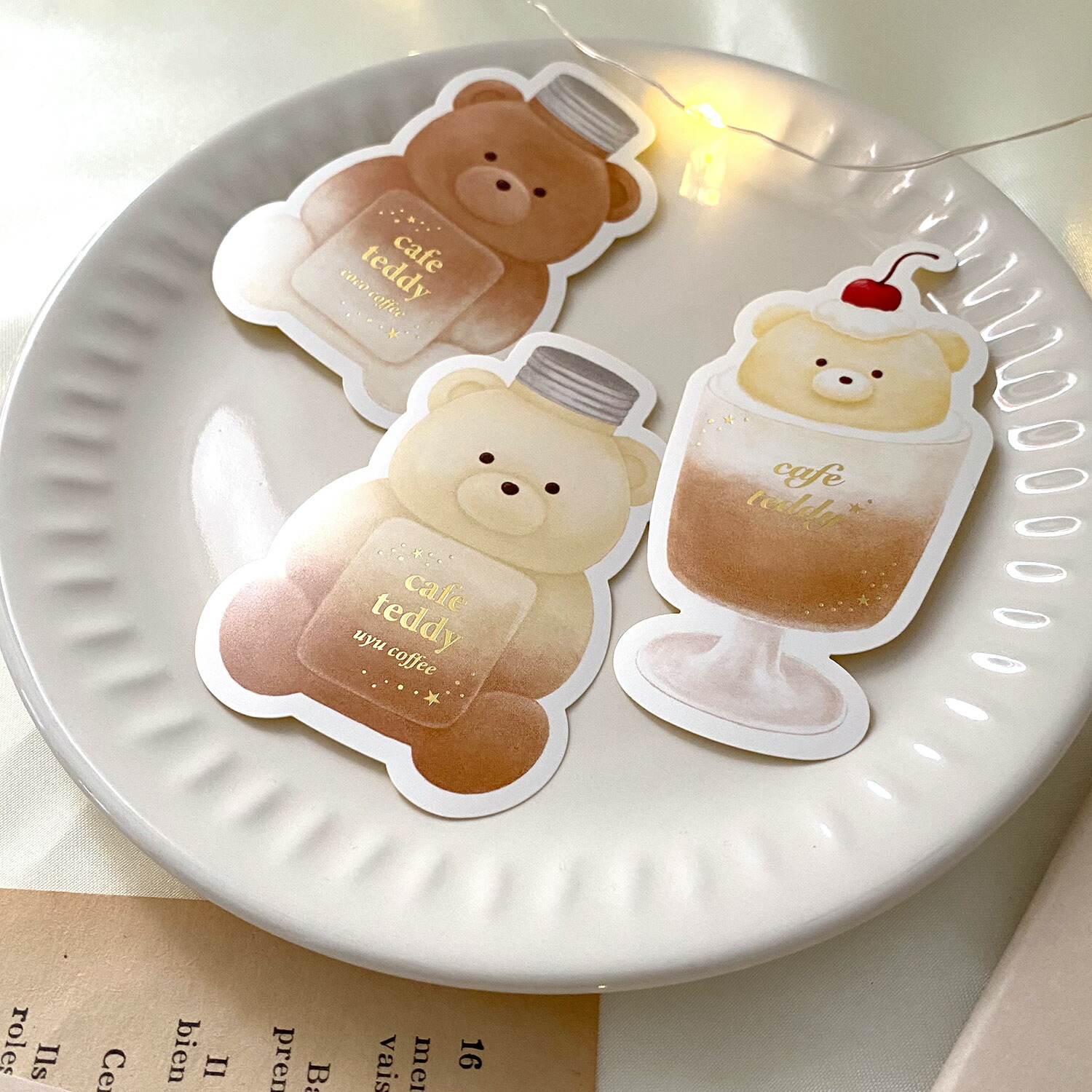 楽天市場】cafe teddy ステッカー 箔押し フタバ ROKKAKU カフェテディ