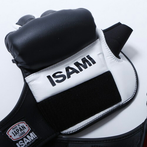 ISAMI MMAグローブ 黒色 オープンフィンガー オープンフィンガー