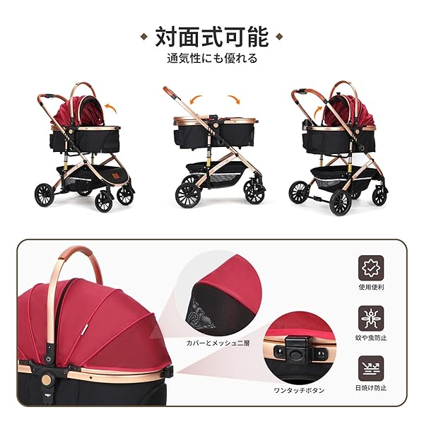 Lukang ペットカート 360°回転前輪、後輪ブレーキ 耐荷重20Kg Lukang