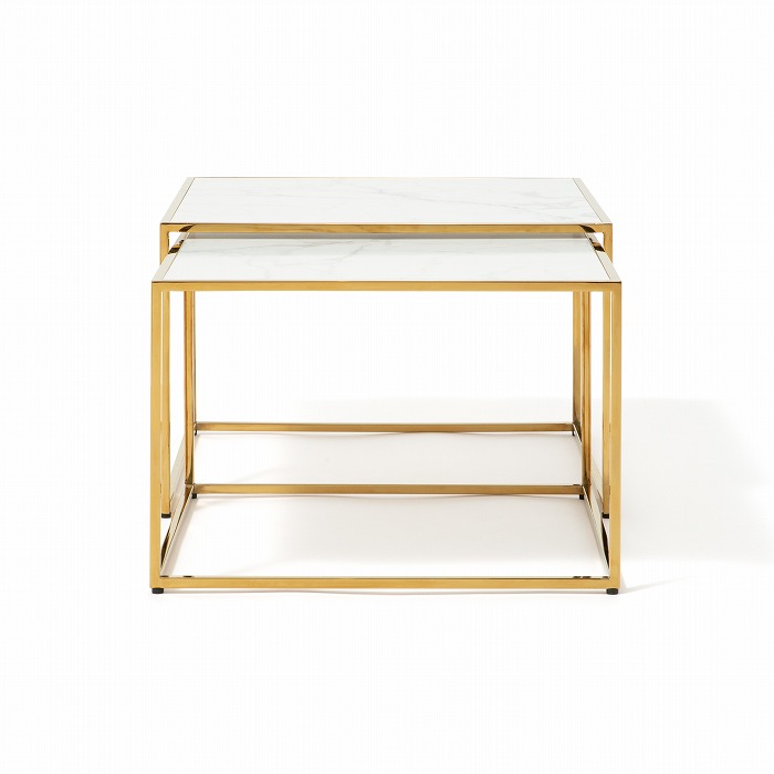 フランフラン レーヌ テーブル 大理石 サイドテーブル ゴールド フラン