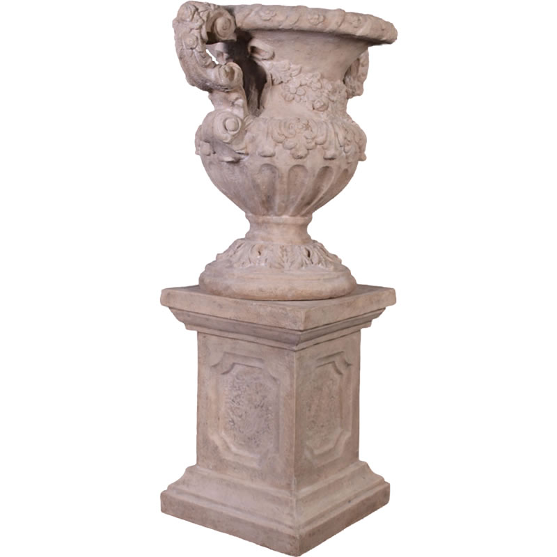 楽天市場】FRPオブジェ 花模様の壺（台座付き）ローマストーン仕上げ