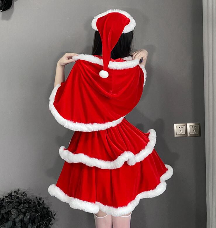 楽天市場】レディース クリスマスワンピース 帽子 ポンチョ 3点セット