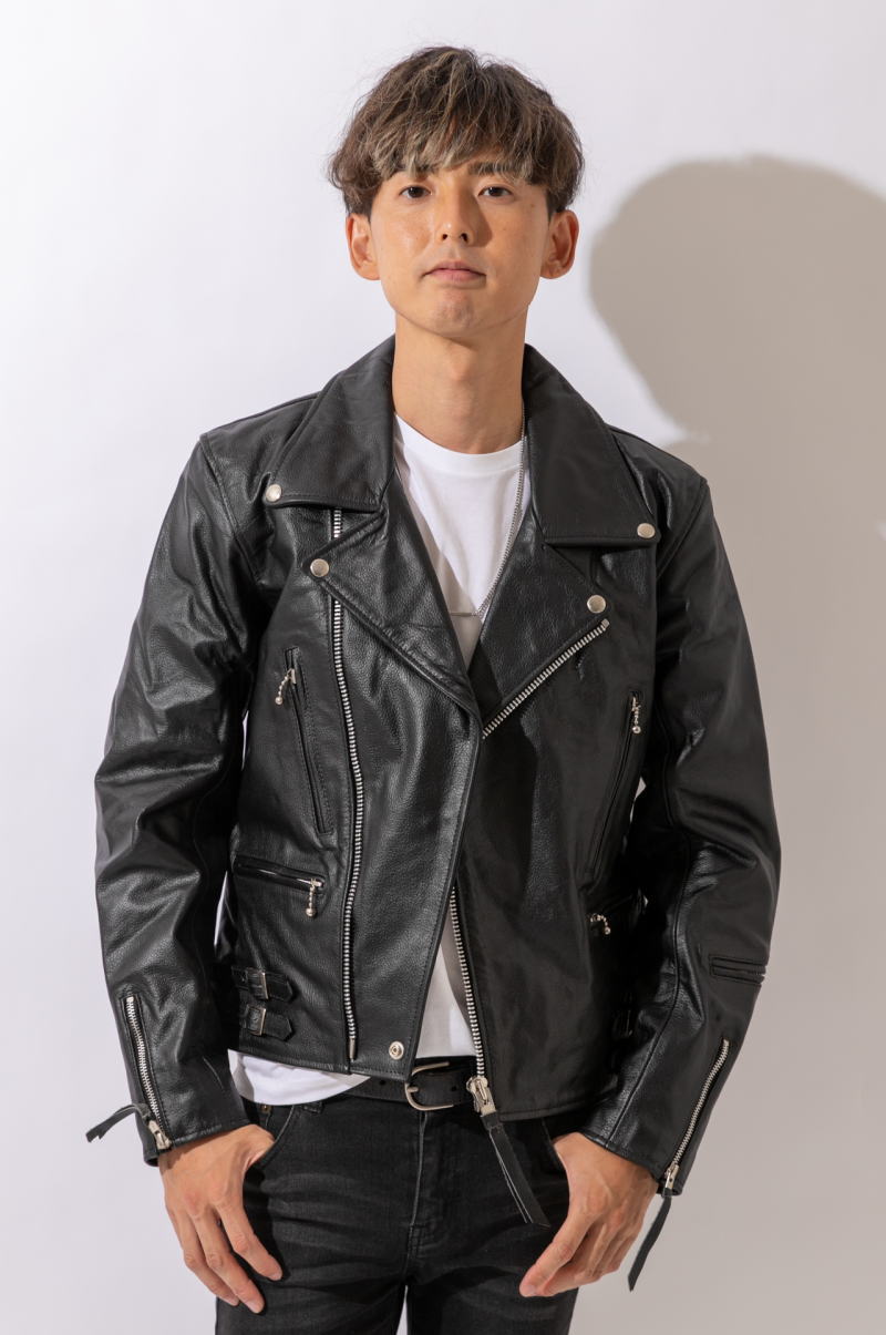 FREEDOM / ダブルライダースジャケット/36/牛革/BLK/無地/フリーダム