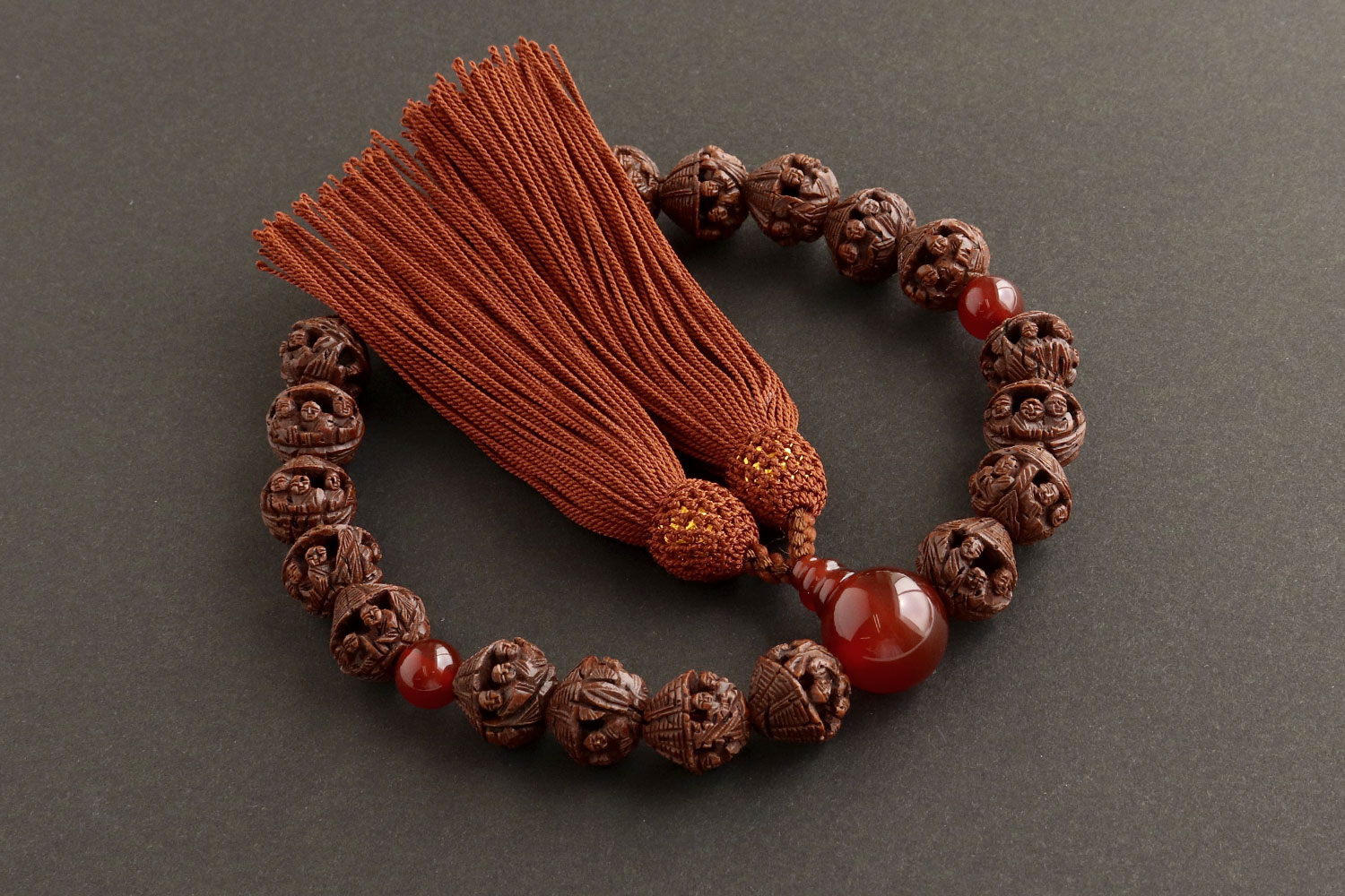 関西☆数珠巡礼 数珠玉 京都 滋賀 つげ×5 赤メノウ×5 黒オニキス×4 ばら