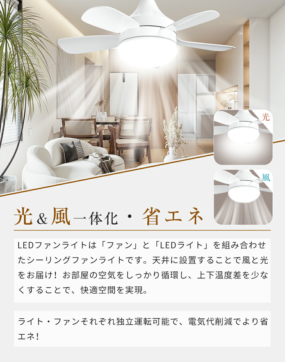 楽天市場】シーリングファンライト LED シーリングファン E26口金