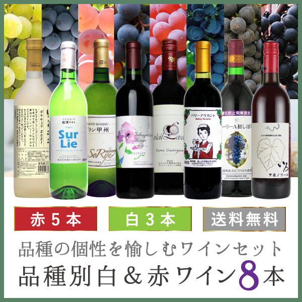 楽天市場】日本ワイン セット【ぶどう品種別ワイン8本セット】送料