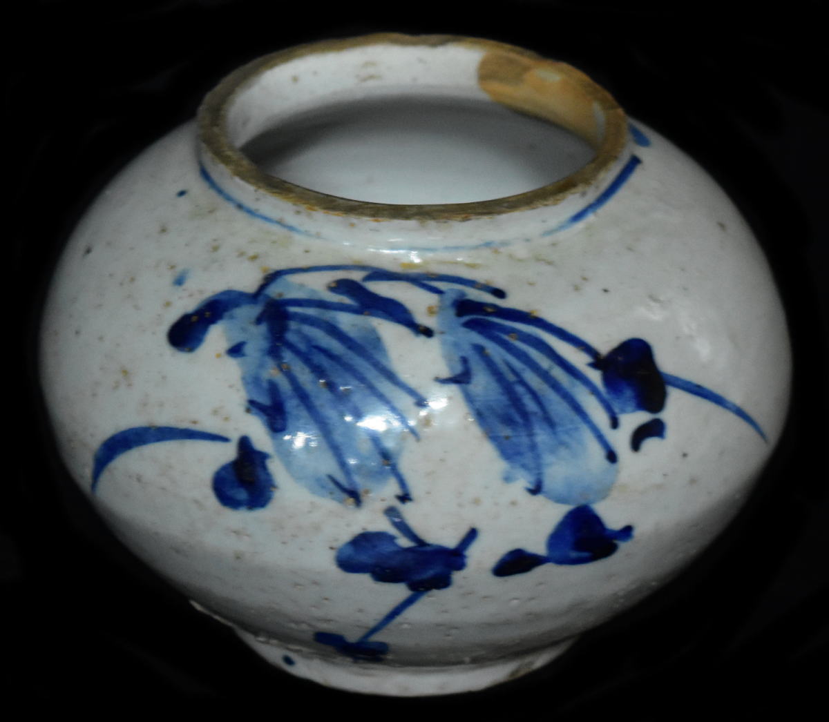 李朝小壺 江戸期 染付 朝鮮 韓国 茶道具 水指 焼物 入手困難WWTT119