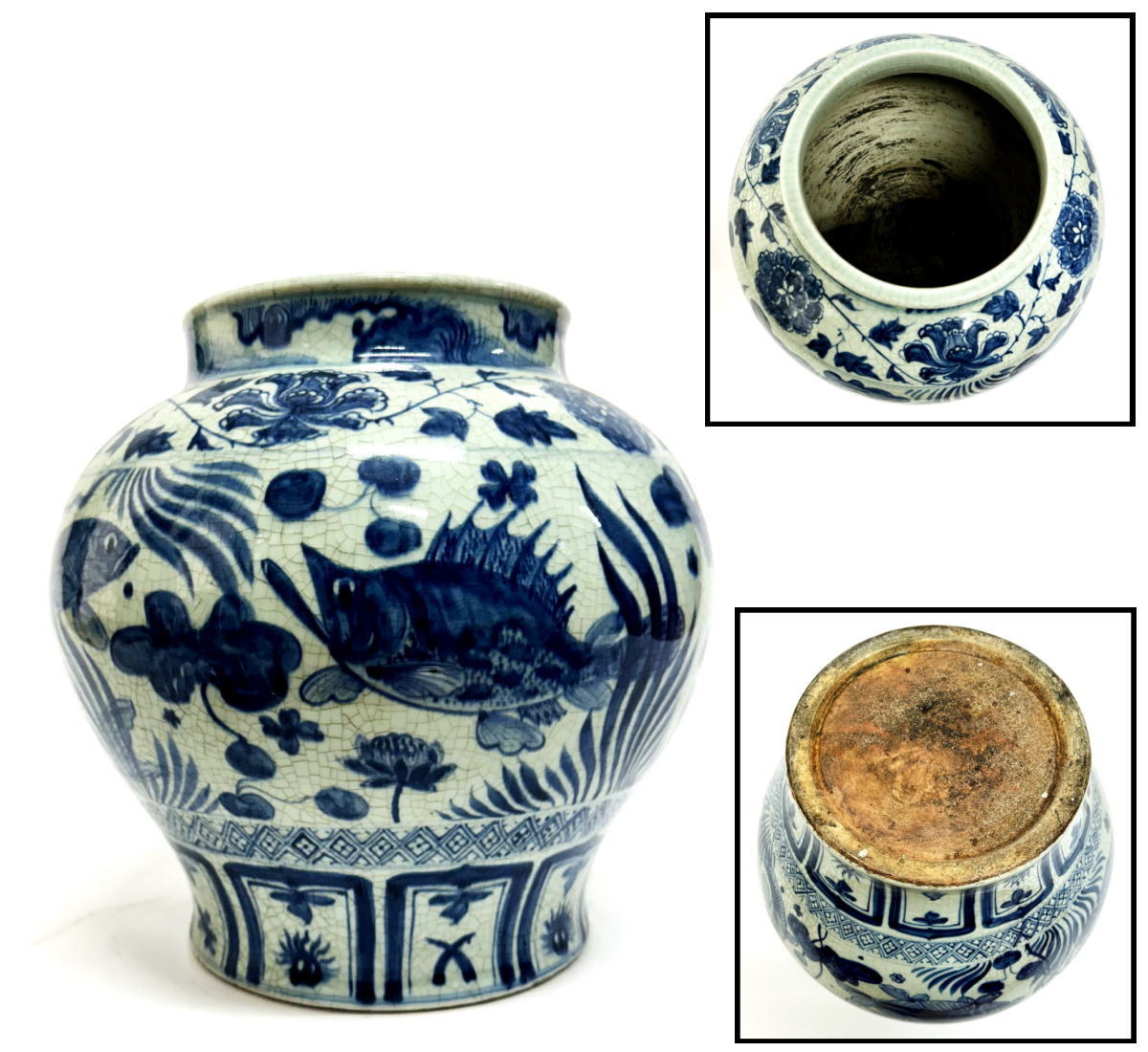 中国骨董 古美術 清朝青花草無花果紋 壷 【公式通販】