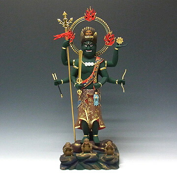 青面金剛明王（仏画） 絹本 掛軸 ◇合わせ箱◇（青面金剛） 青面金剛