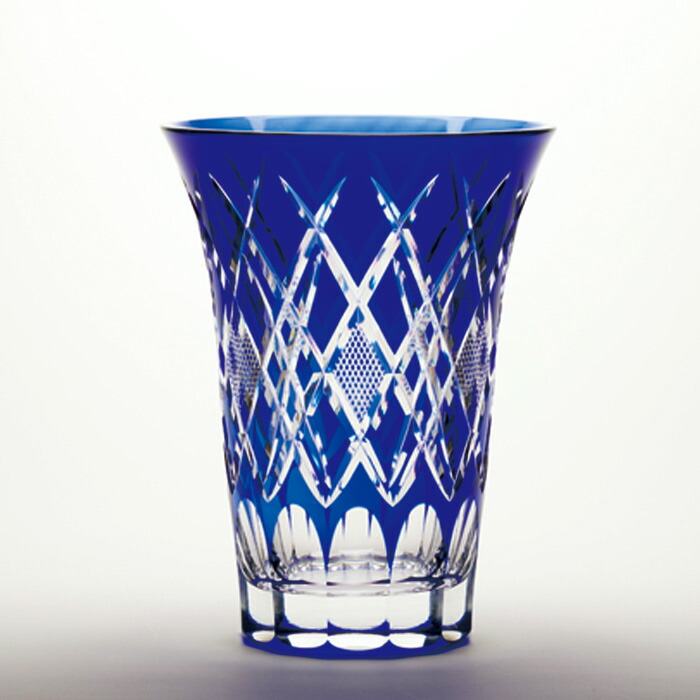 楽天市場】江戸切子 花瓶 【硝子工房 彩鳳 直営店】 菱魚子文様 天開