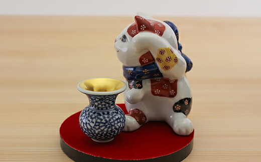 楽天市場】【ふるさと納税】源右衛門窯 染錦結び梅地紋 猫置物 梅 ねこ