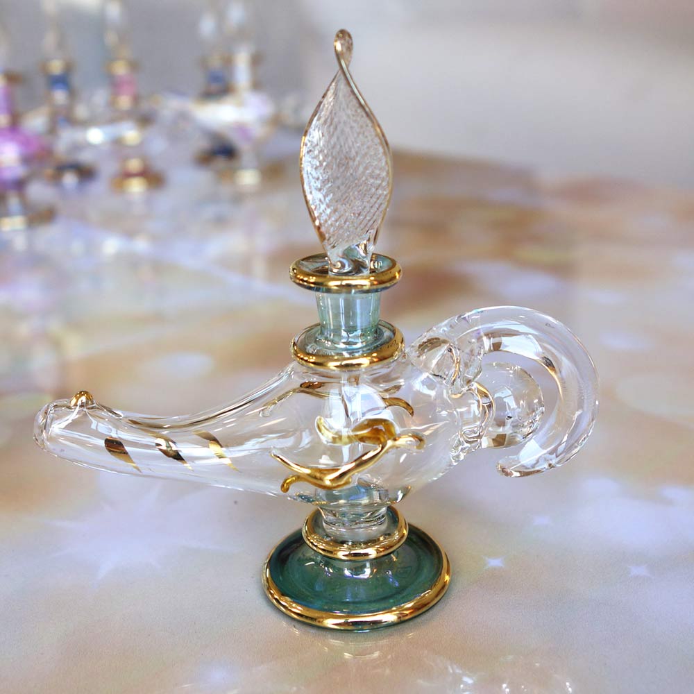 エジプト香水瓶 特大入8本セット 切子ゴールド 切子フラワー工芸ガラス