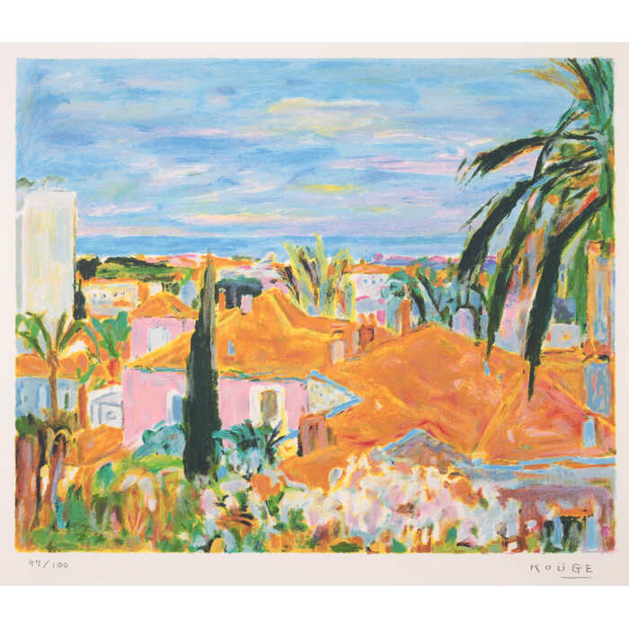 神下雄吉【ル・カネの風景】シルクスクリーン 直筆サイン リトグラフ