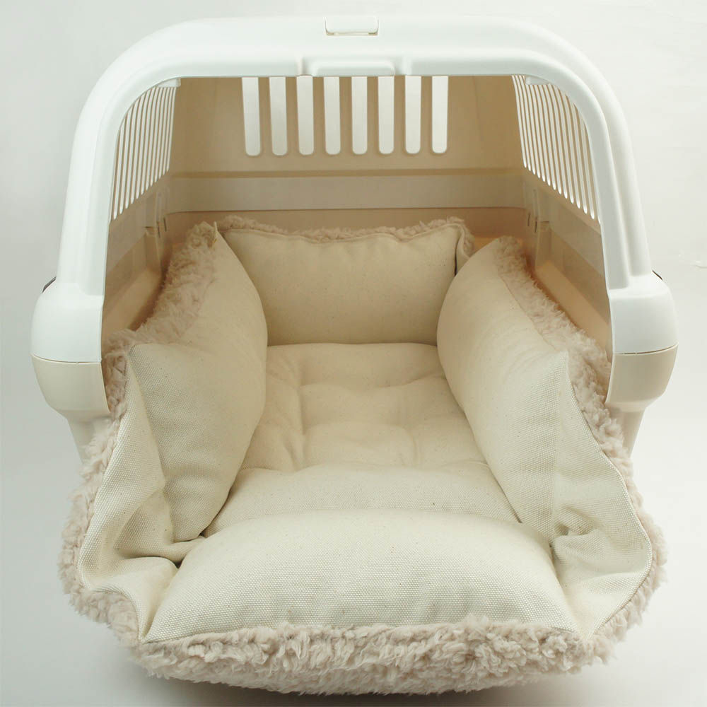 Helen'sペットベッド 8号帆布生地 クレート マット 生成ファー L