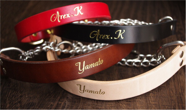 楽天市場】犬 ハーフチョーク 首輪 名入れ 本革 オーダーメイド ヌメ革