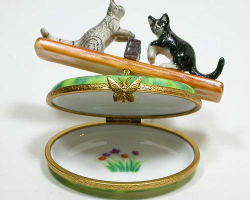 ヴィンテージ 限定 レア リモージュボックス ピアノ 猫 本 LIMOGES