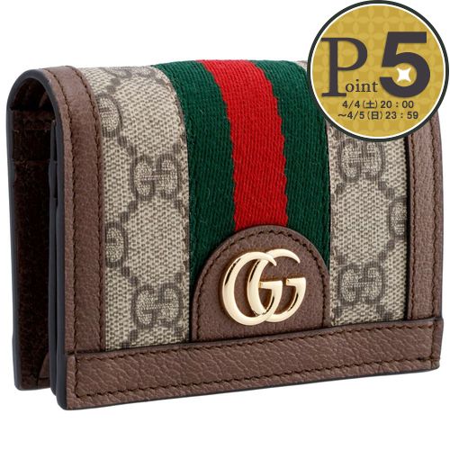 グッチ 折り財布 GGキャンバス ロゴ プレート アイボリー ファスナー