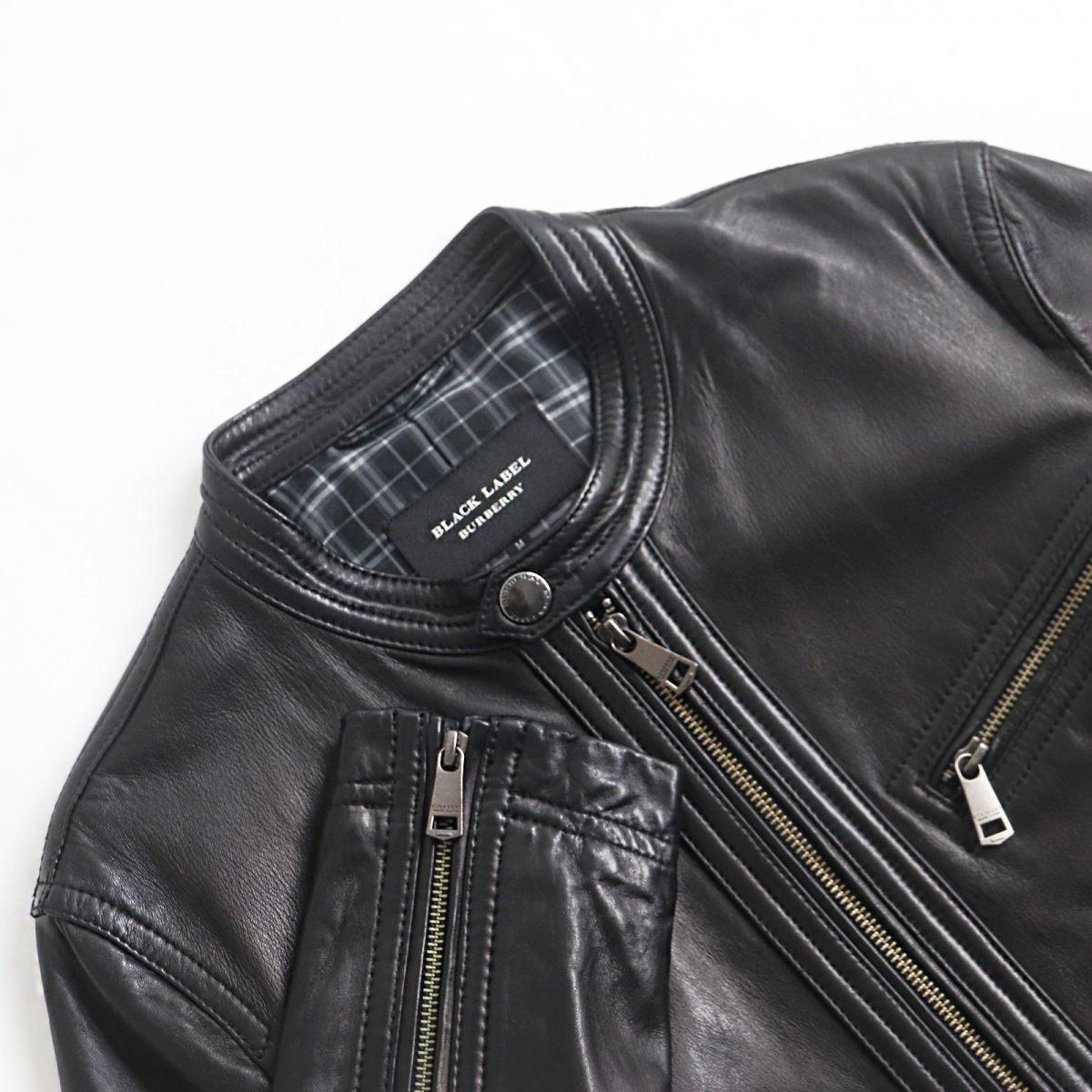 極美品 バーバリーブラックレーベル ラムレザーレザー ライダース