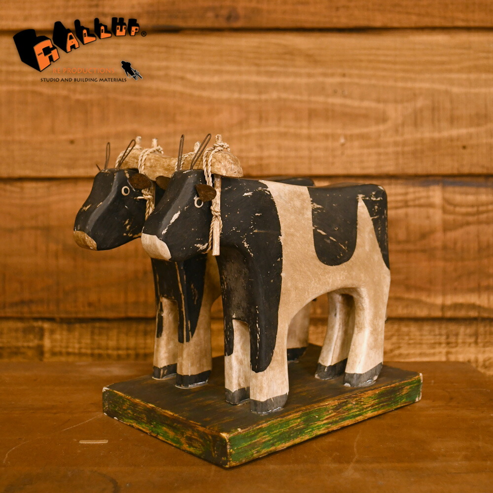 ヴィンテージ メキシコ オアハカ ウッドカーヴィング 木製 牛 置物