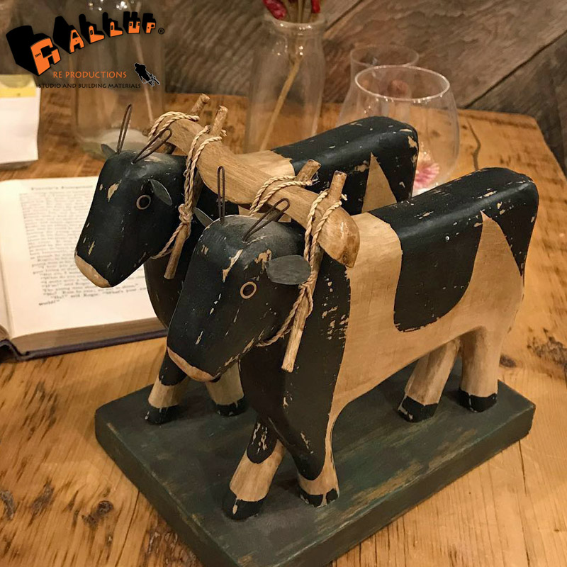 ヴィンテージ メキシコ オアハカ ウッドカーヴィング 木製 牛 置物