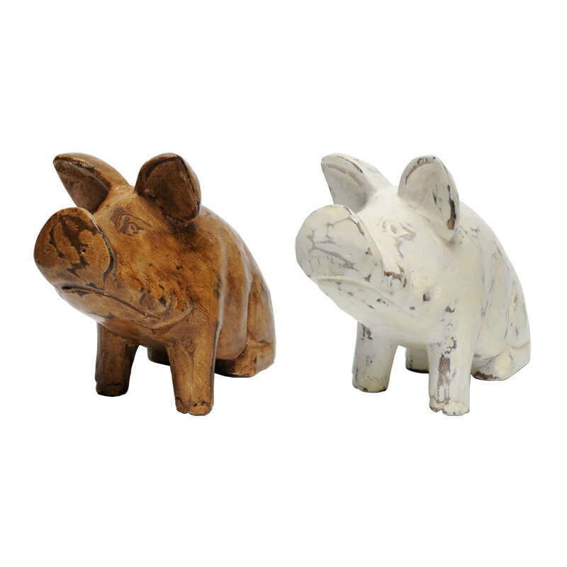 楽天市場】ウッドカービング ピッグ (XS)【木彫り 手作り 動物