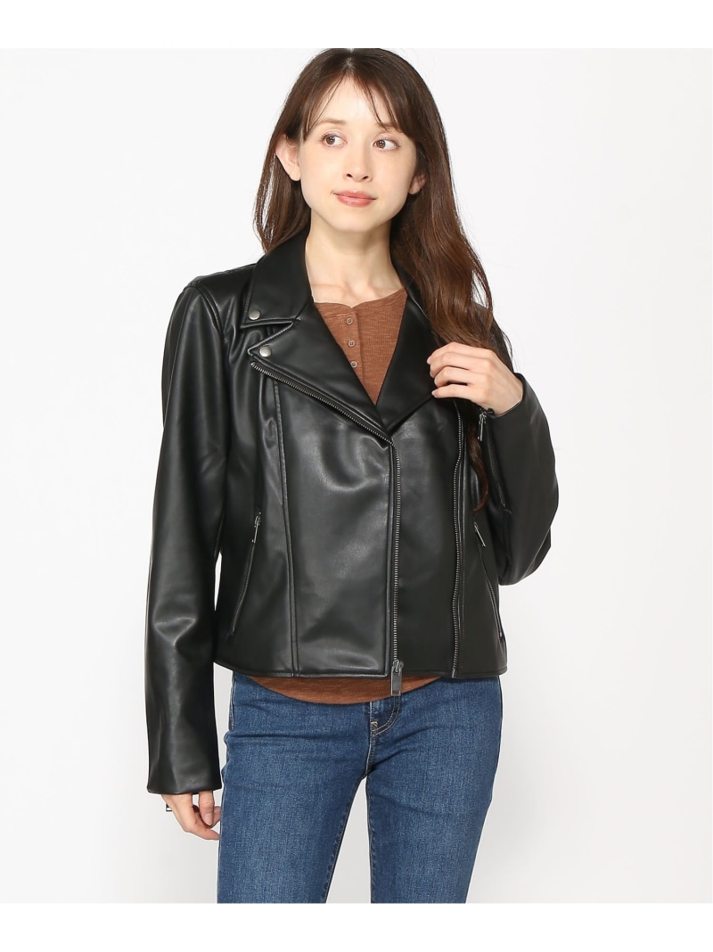 楽天市場】【SALE／77%OFF】(W)フェイクレザー ライダースジャケット