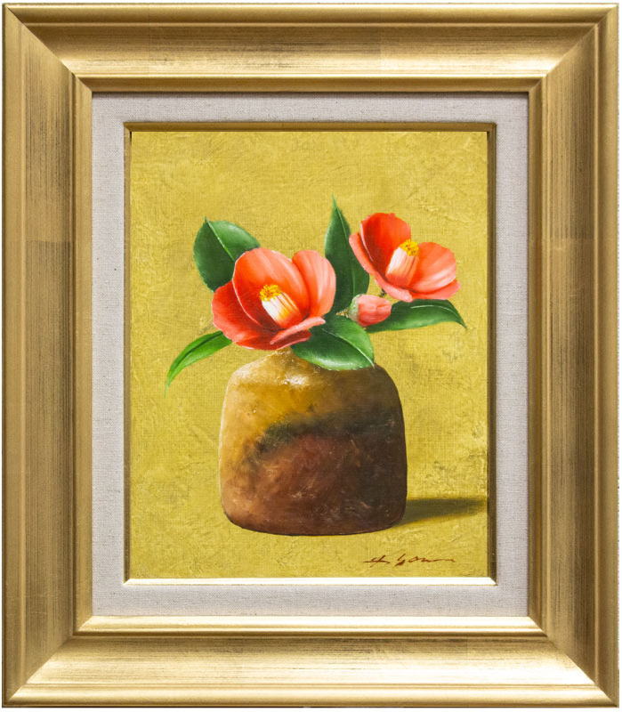 楽天市場】安田英明 「 椿 」 油絵 油彩画 F3 ( 3号 ) : 内田画廊