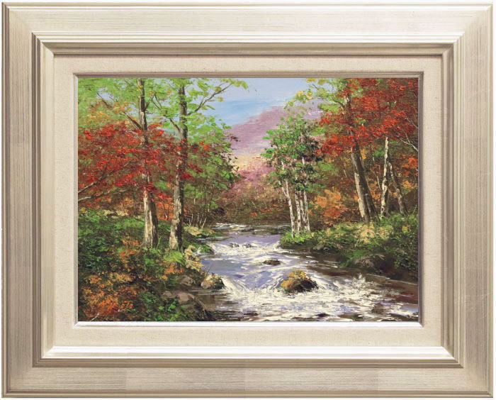 穀物畑の油彩画 KIM 油絵 油彩 油彩画 絵 絵画 【桜と菜の花畑