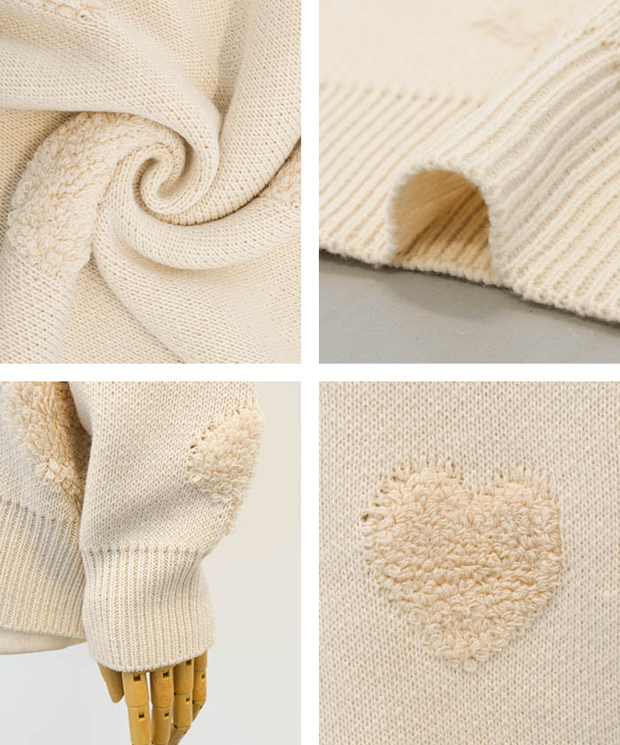 楽天市場】ニードルパンチハート柄ニットトップス 秋 冬 : aquagarage