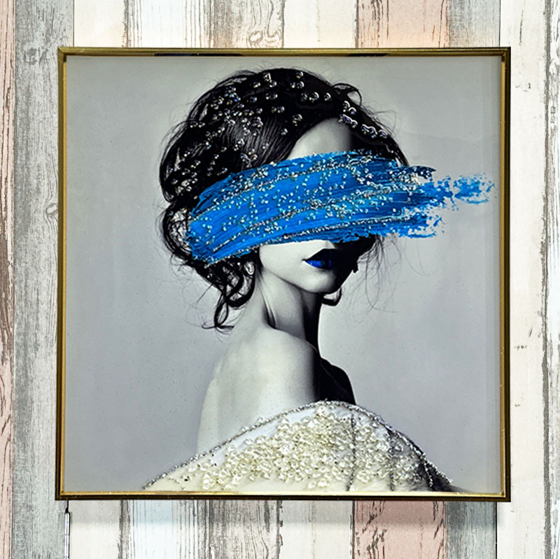 水晶絵 アートパネル クリスタル 立体 絵画 アート ブルー フラワー