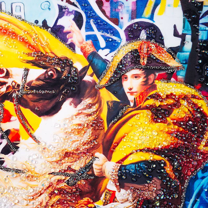 水晶絵ルイ・ダヴィッド「ナポレオン」アートパネルクリスタル立体絵画