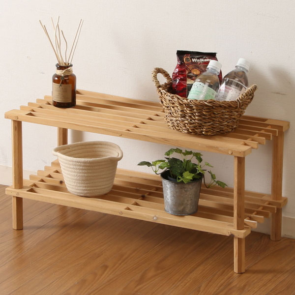 楽天市場】棚 木製 シェルフラック 木製 2段 北欧 シェルフ 収納 収納