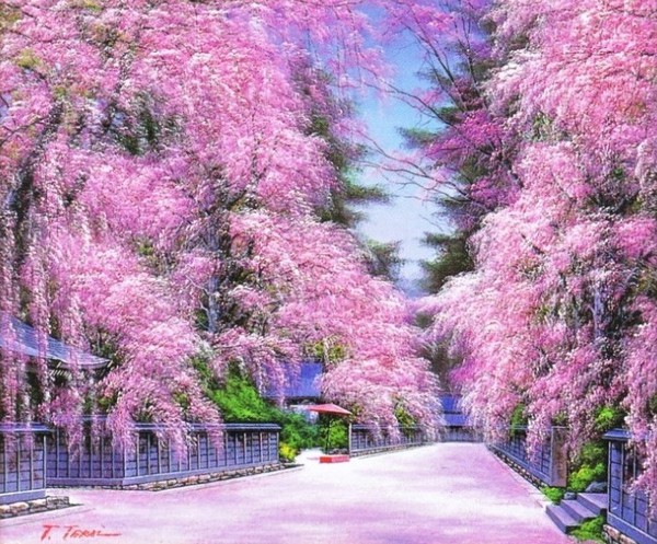 美品 寺井孝「いちょう並木」油彩画 油絵 F10 豪華額装 現美展二科展