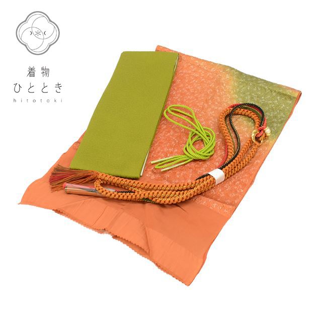 赤□シルク 定番人気□振袖5点セット 帯⁄帯あげ⁄帯