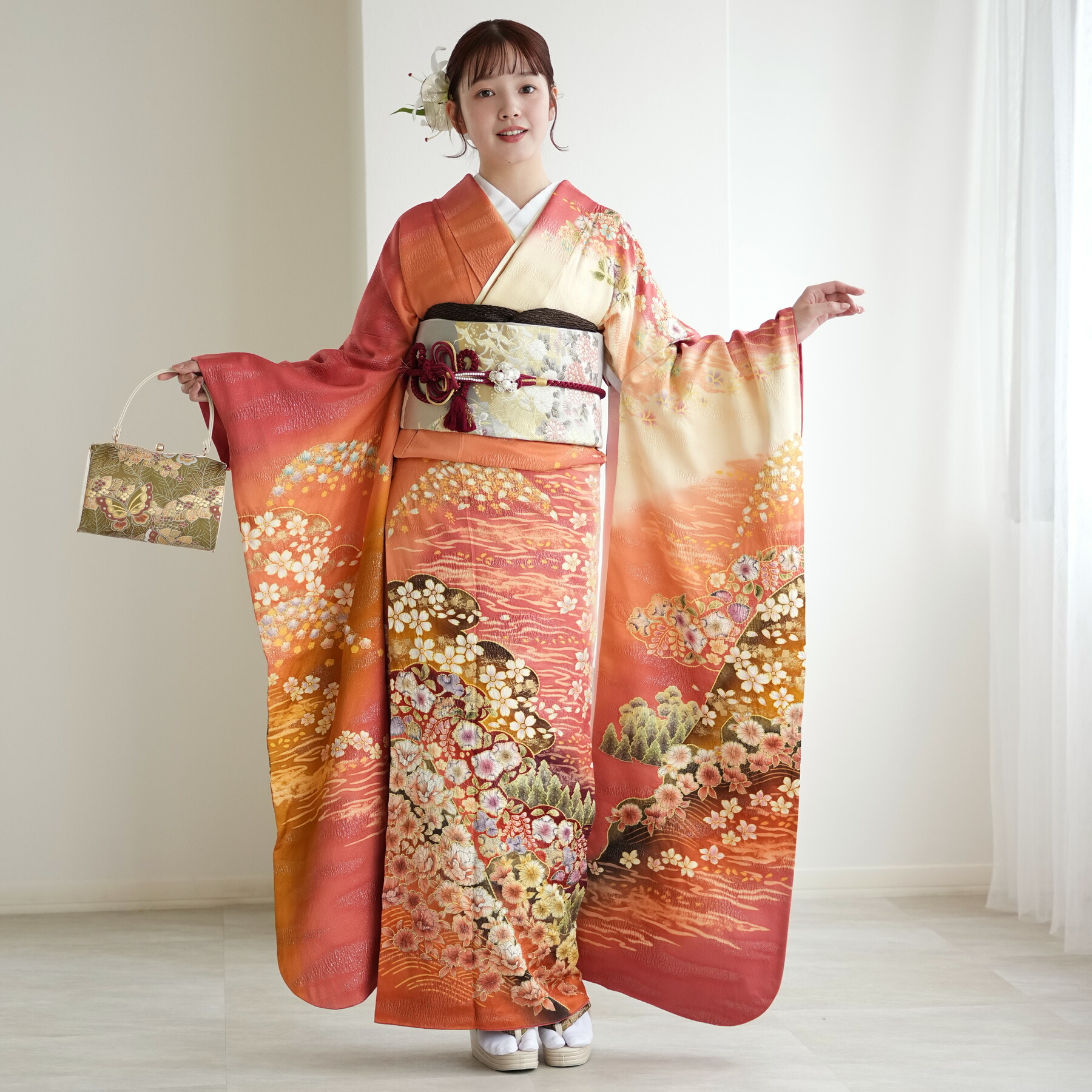 ≪早い者勝ち≫【美品】 振袖 正絹 古典柄 ピンク 成人式 単品 *181