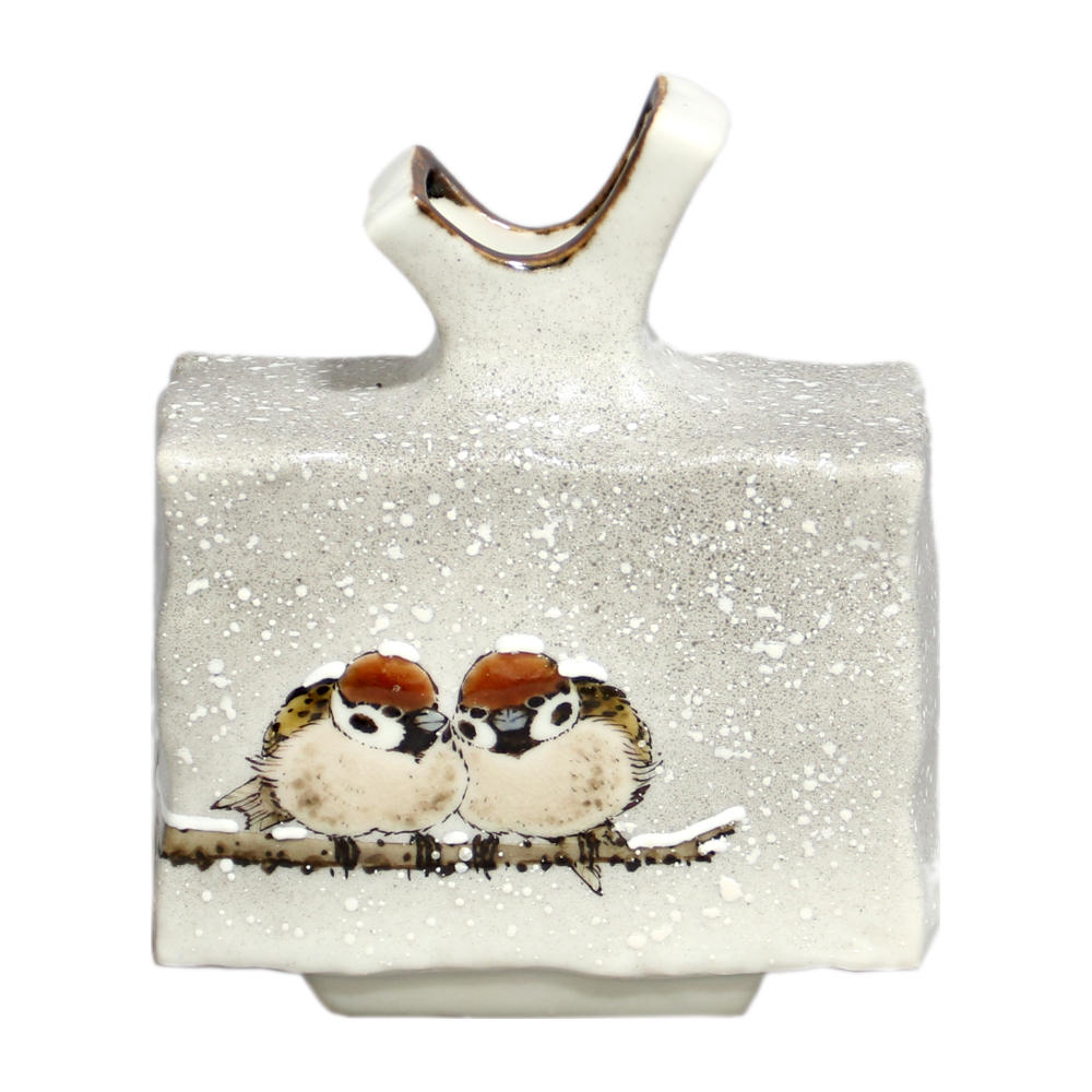 九谷焼 伝統工芸士 中村陶志人作 色絵 花雀文瓶 箱蓋無し C