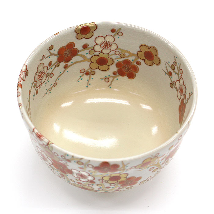 Amazon.co.jp: 茶道具 筒茶碗 金地 光琳梅 宮地英香作 抹茶茶碗 : 文房具・