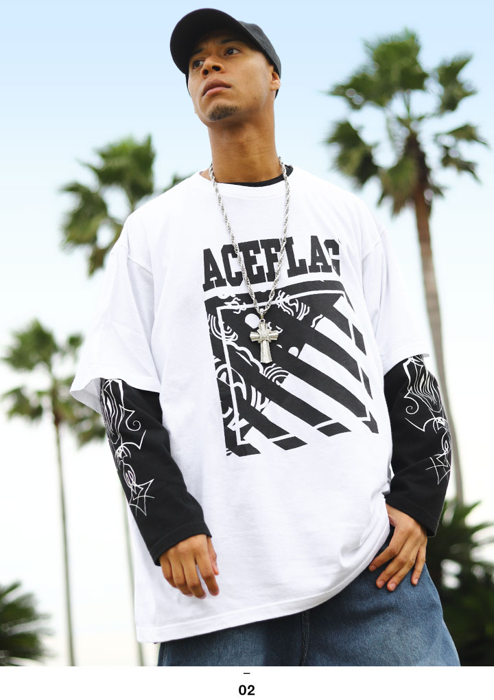 楽天市場】ACE FLAG セットアップ 重ね着 半袖 Tシャツ 長袖 ロンT