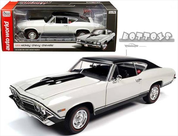 楽天市場】ミニカー 1968 シボレー・シェベル 白/黒色 1/18 AUTOWORLD