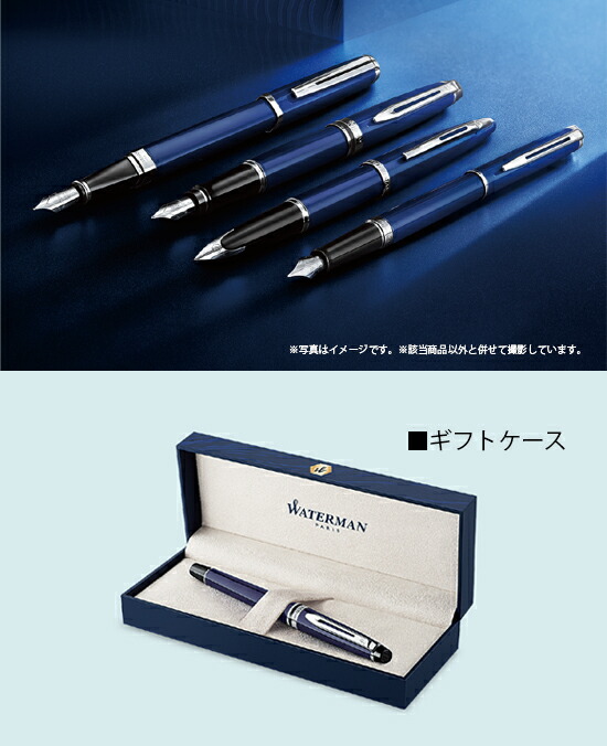 WATERMAN 万年筆 青 ストライプデザイン