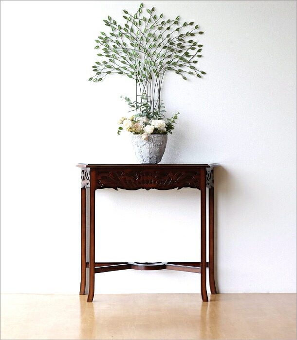 楽天市場】マホガニー無垢材コンソールテーブル 木製 花台