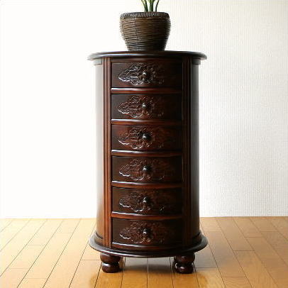 アンティーク】HIKARI 木製 サイドチェスト 電話台 収納 3段 古民家